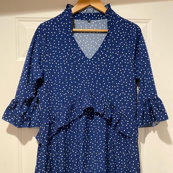 Dresses & Skirts - Navy/white polka dot dress